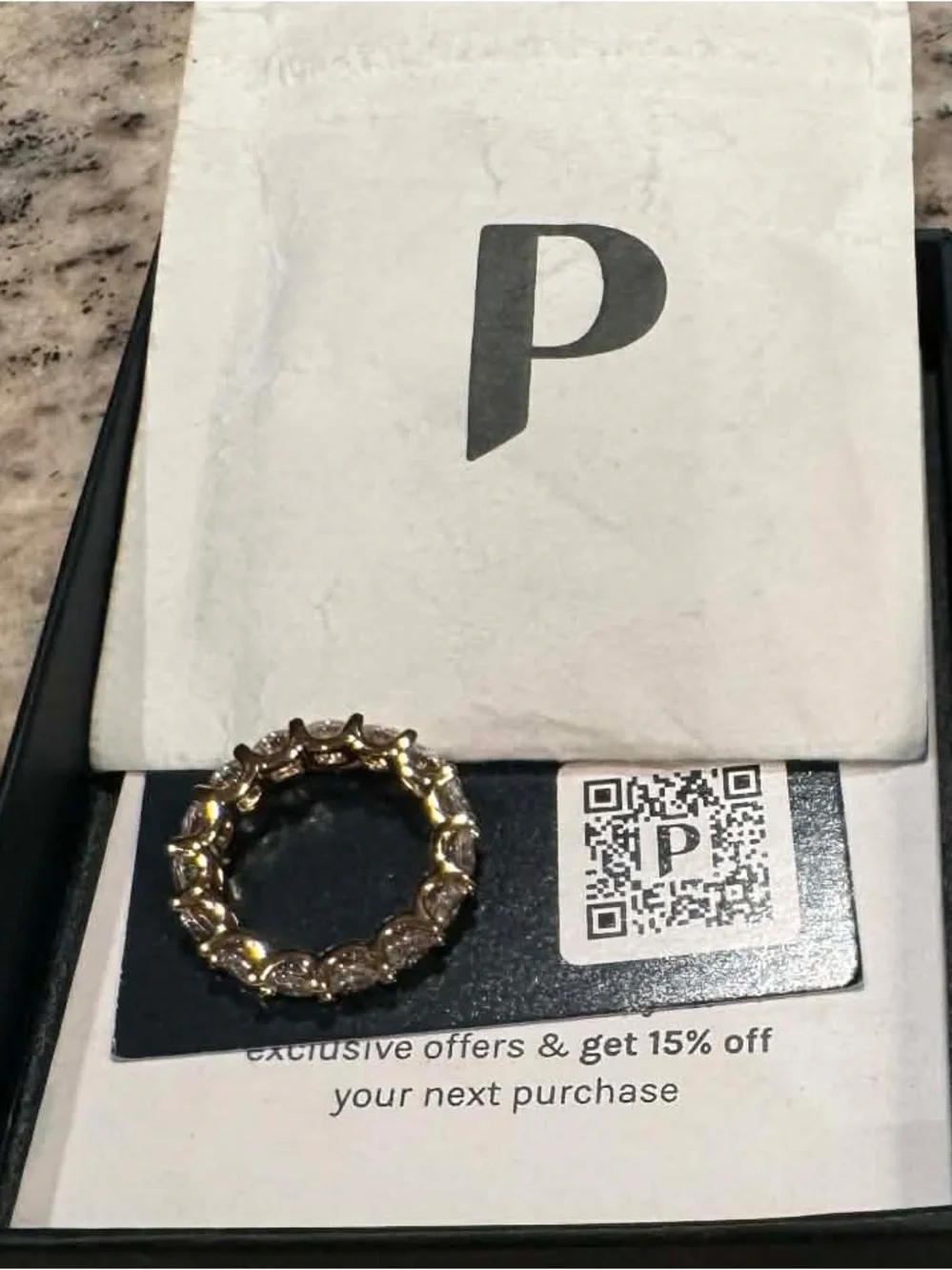 PAVOI Gold toned Eternity Ring with Clear Cubic Zirconia - Timeless Sparkle 5.5